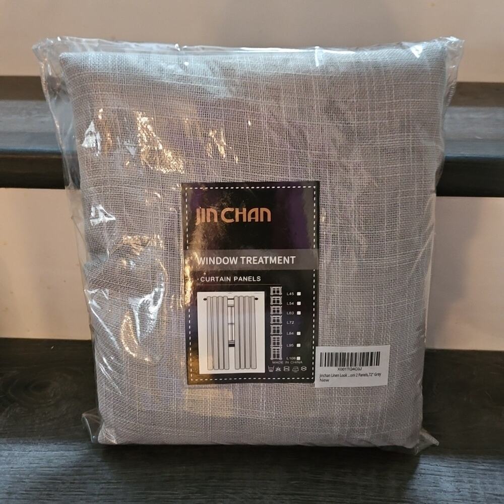 2 Panel Pack Light Gray / Light Grey Sheer Decorative Curtains Length 72 inches